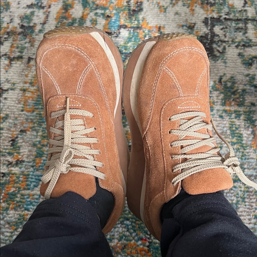 Ocean Pacific Women's 8.5 Brown Suede Platform Sneakers Shoes Y2K 2000s 90s